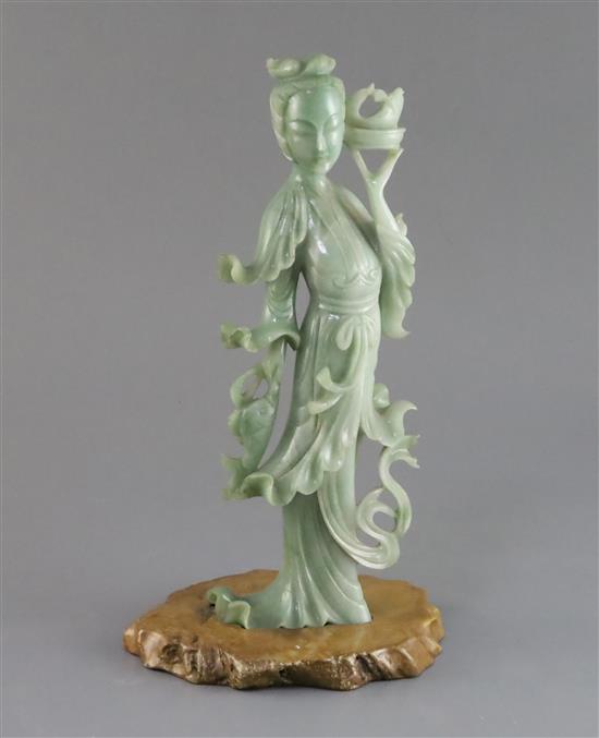 A Chinese jadeite figure of a lady, early 20th century, H. 28cm